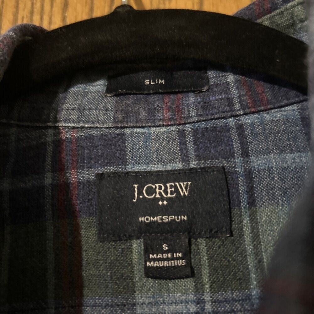 J Crew Shirt Mens Slim Fit Homespun Blue Red Plaid Long Sleeve Button Down Sz S - Picture 3 of 7